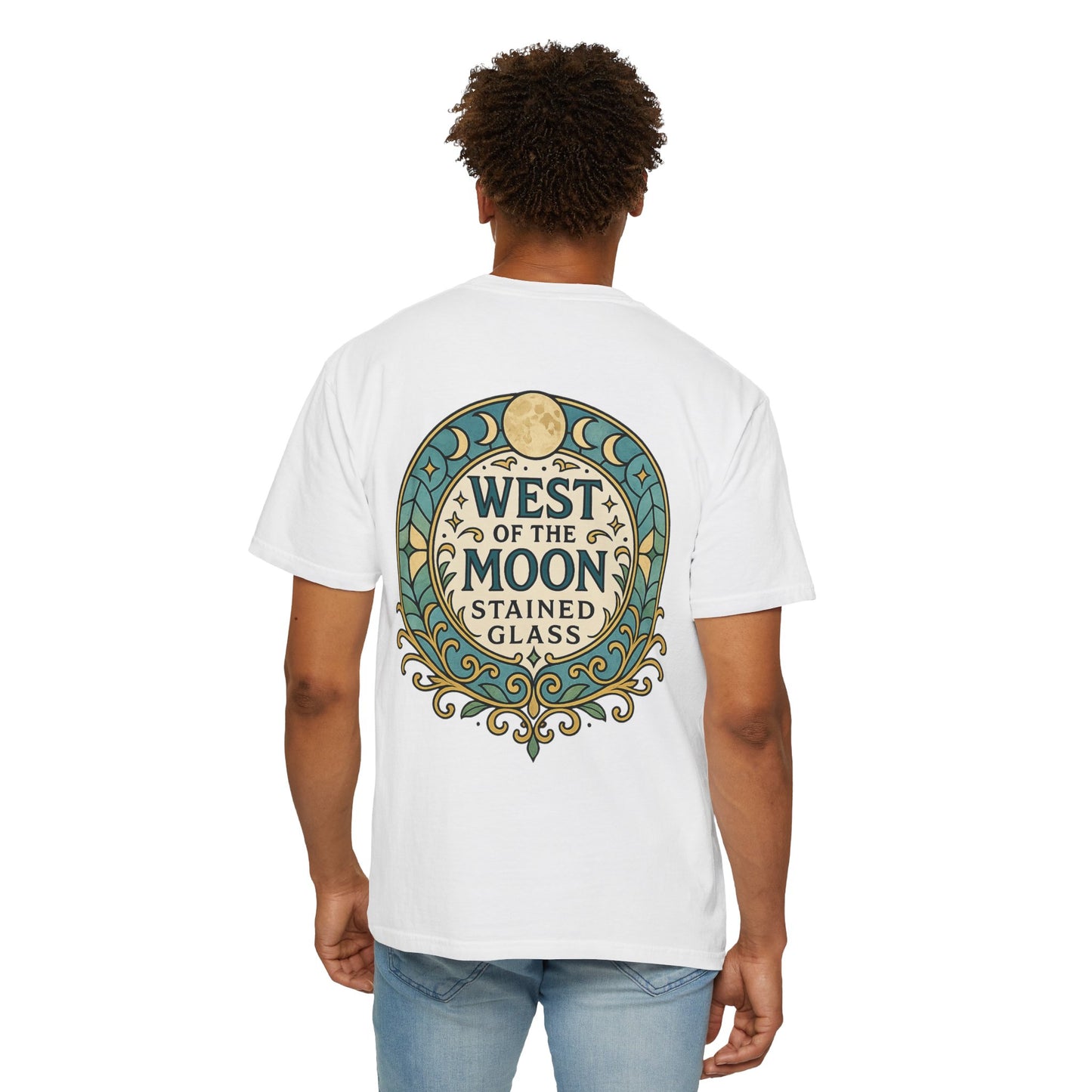 West of the Moon Stained Glass T-Shirt, Unisex Graphic Tee, Bohemian Style Shirt, Casual Wear, Unique Gift for Art Lovers