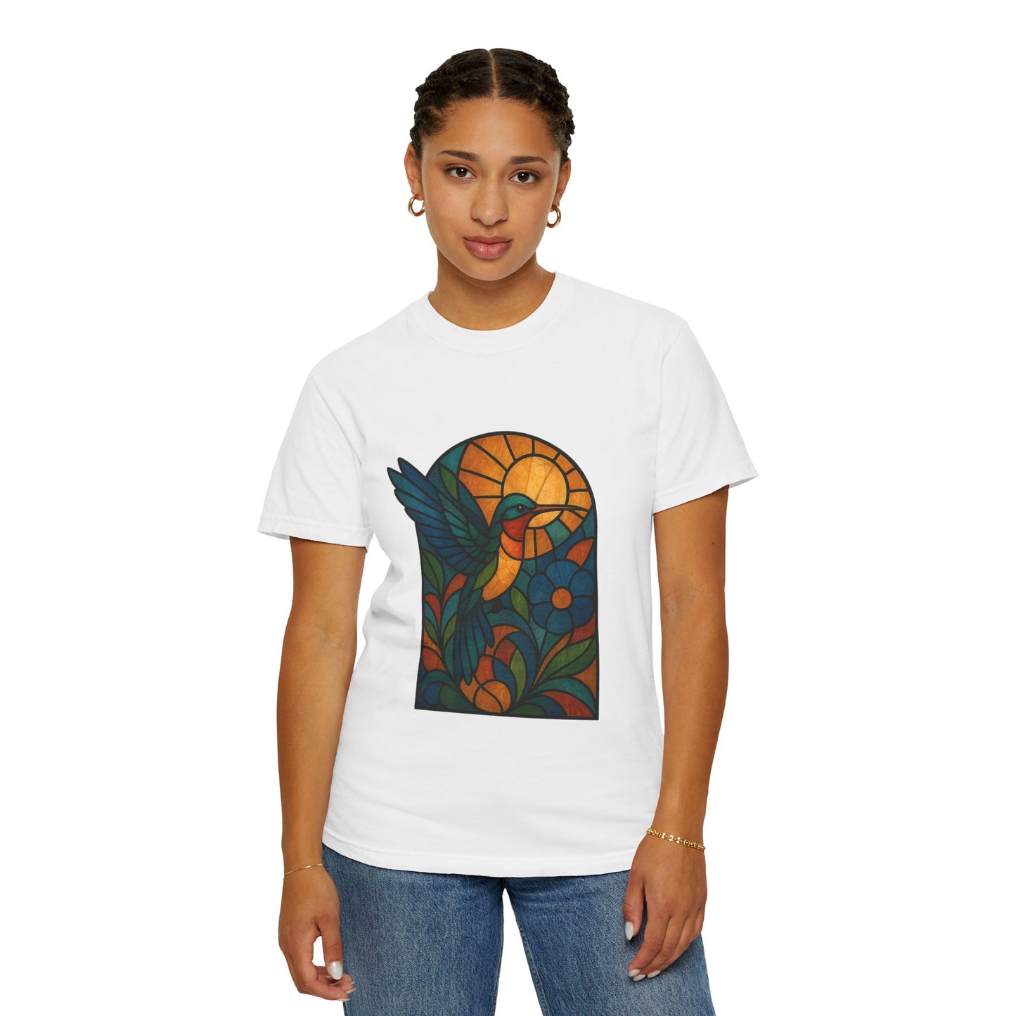 Vibrant Stained Glass T-Shirt, Unisex Tee, Colorful Graphic Shirt, Casual Wear, Gift for Nature Lovers, Eco-Friendly Fashion
