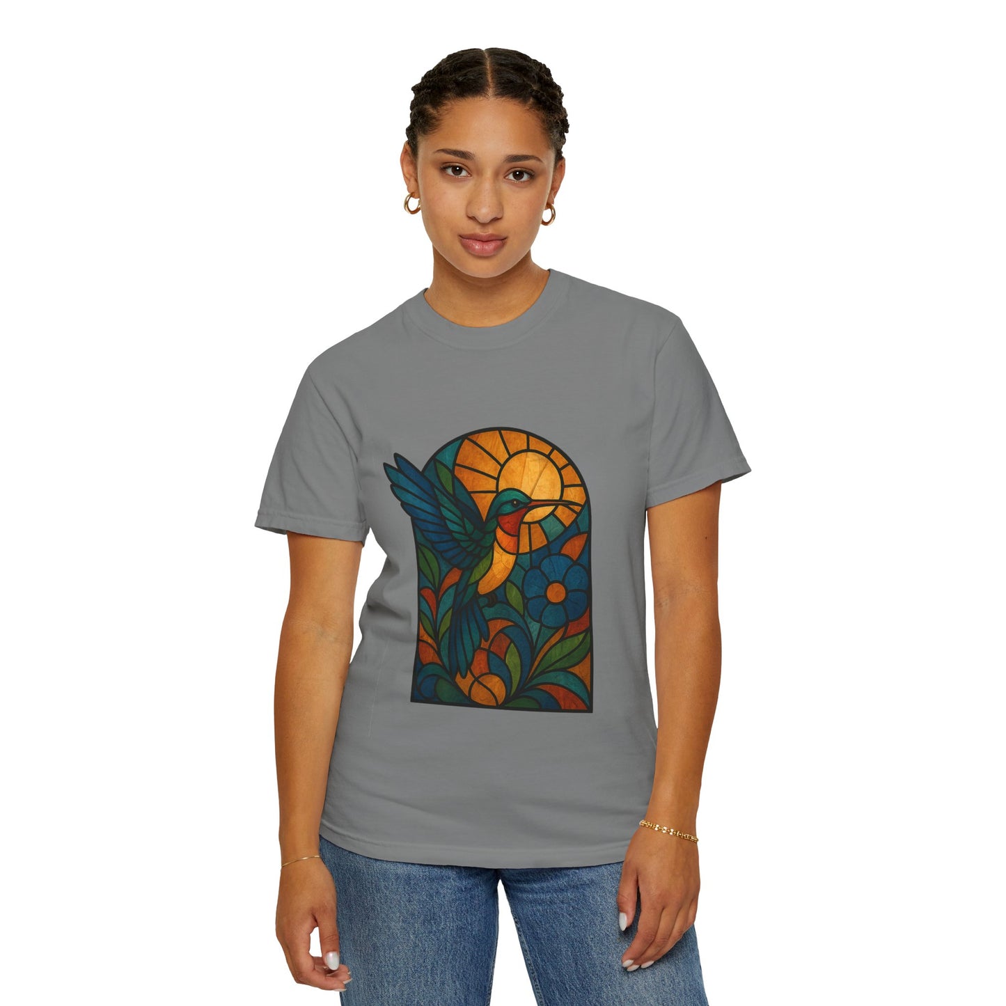 Vibrant Stained Glass T-Shirt, Unisex Tee, Colorful Graphic Shirt, Casual Wear, Gift for Nature Lovers, Eco-Friendly Fashion