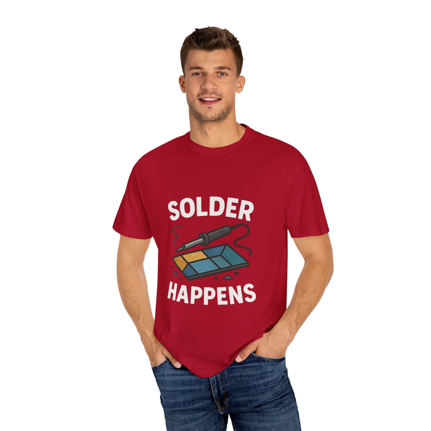Solder Happens T-Shirt, Funny Tech Apparel, Electronics Geek Shirt, Gift for Engineers, Creative DIYer Shirt, Casual Unisex Tee