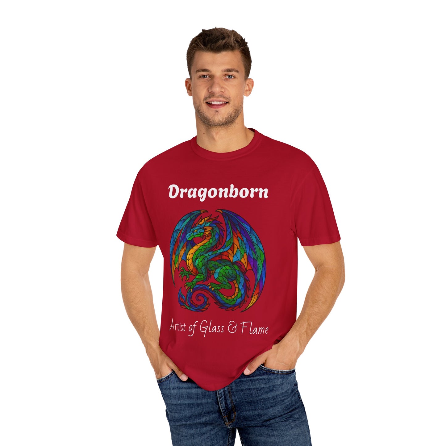 Dragonborn Unisex T-Shirt, Fantasy Shirt, Gift for Gamers, Art Lover's Tee, DnD Apparel, Colorful Graphic Tee
