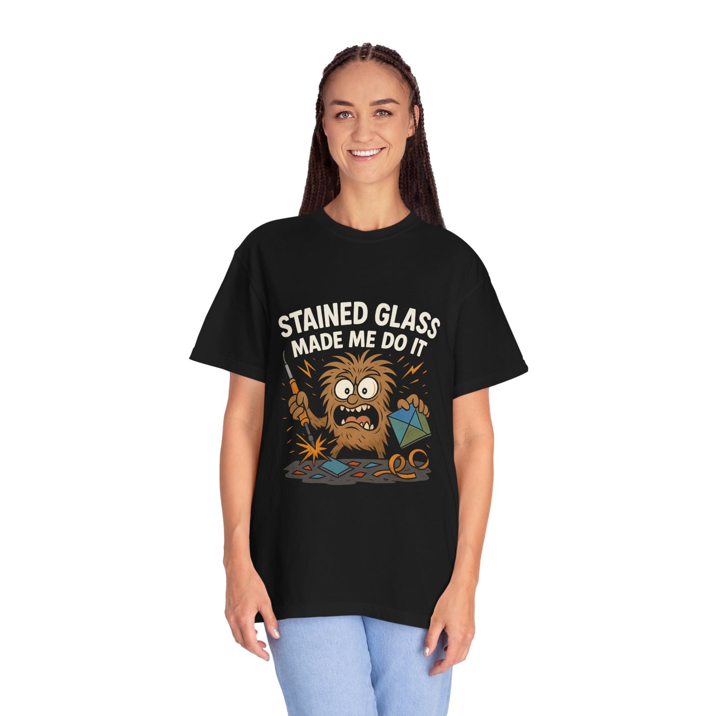 Funny Crafting T-Shirt | Stained Glass Made Me Do It | Gift for Crafters | Unisex Tee | Artsy Apparel | Humor Shirt