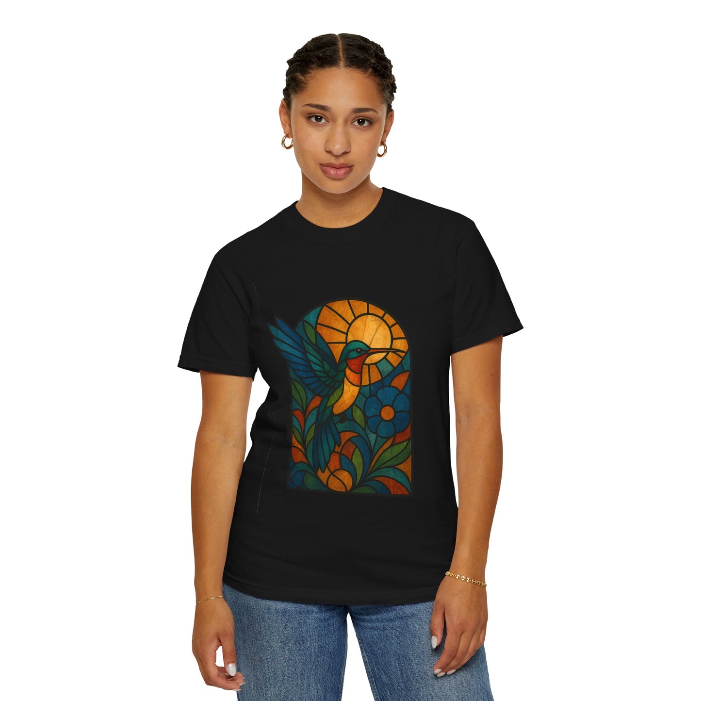 Vibrant Stained Glass T-Shirt, Unisex Tee, Colorful Graphic Shirt, Casual Wear, Gift for Nature Lovers, Eco-Friendly Fashion