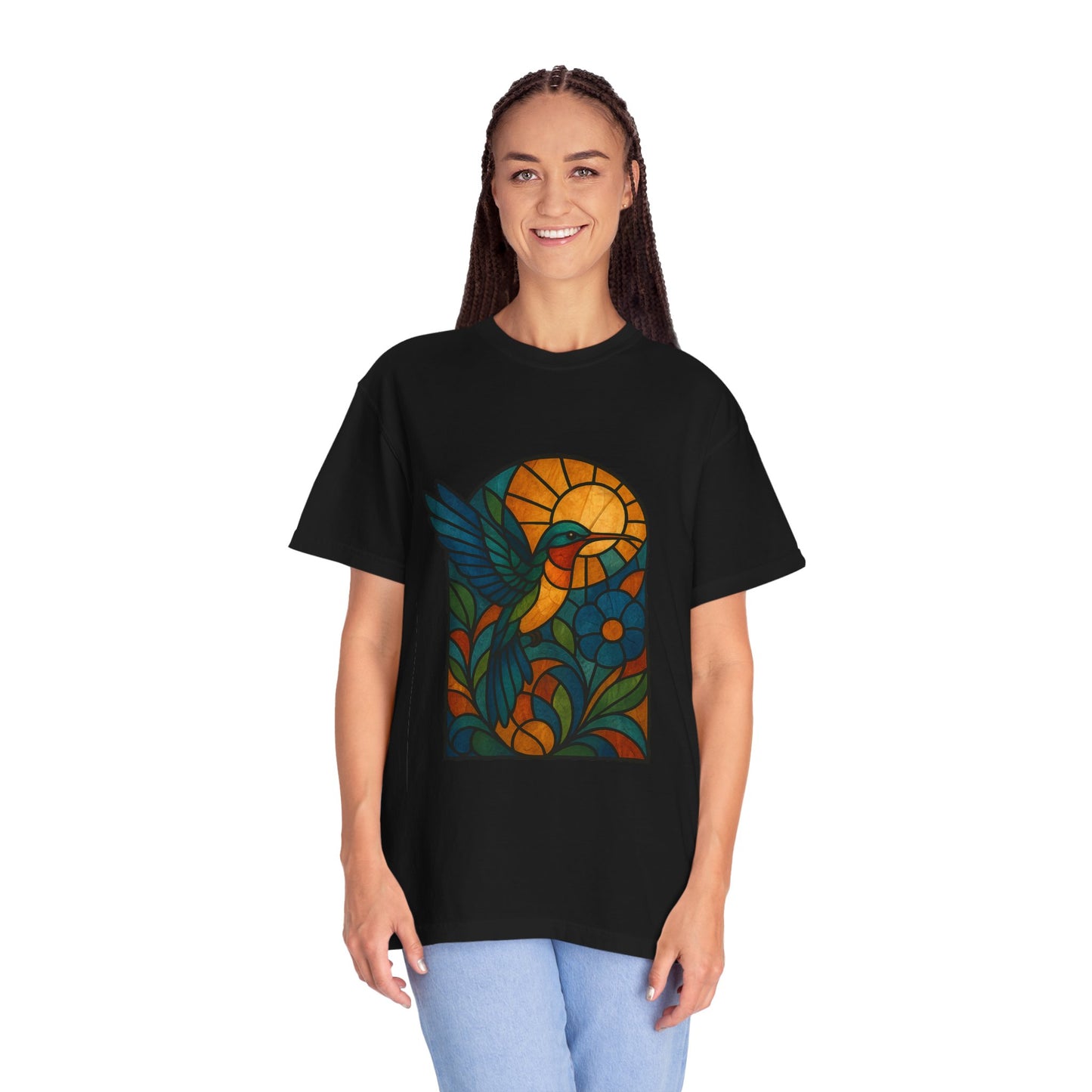 Vibrant Stained Glass T-Shirt, Unisex Tee, Colorful Graphic Shirt, Casual Wear, Gift for Nature Lovers, Eco-Friendly Fashion