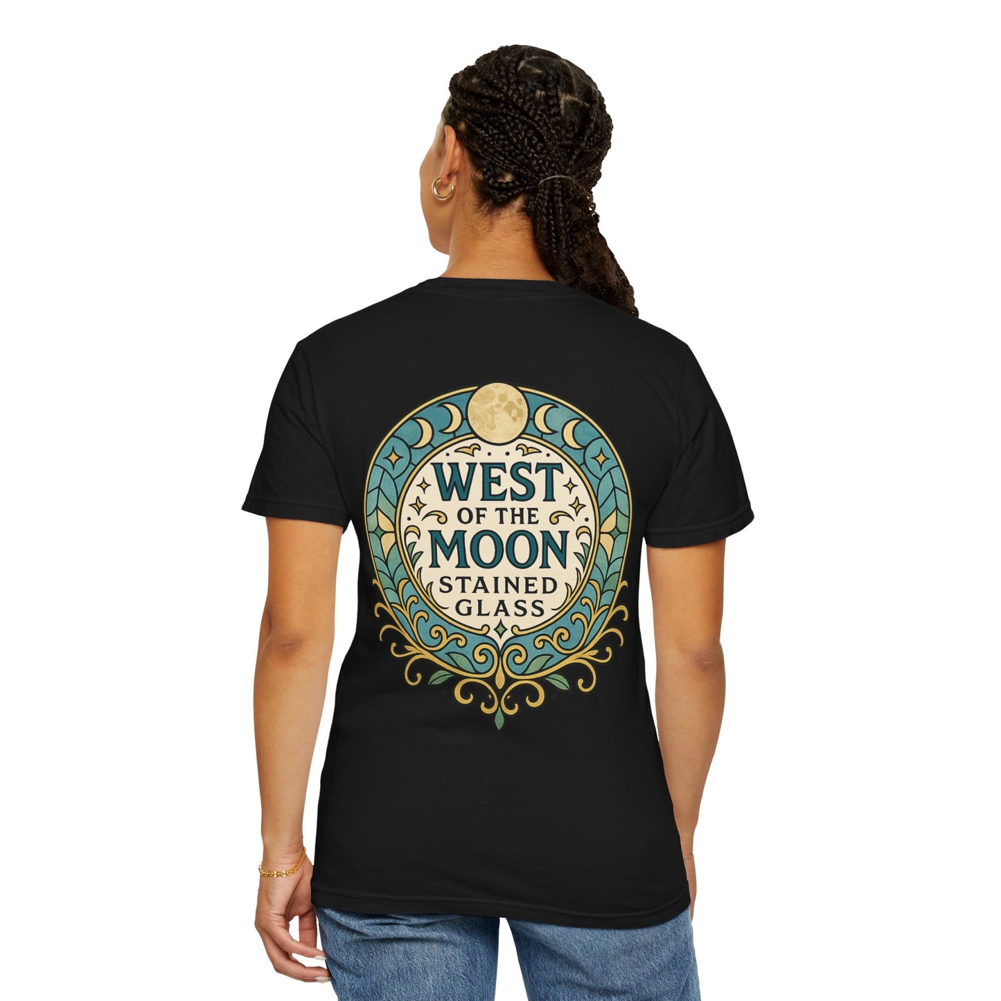 West of the Moon Stained Glass T-Shirt, Unisex Graphic Tee, Bohemian Style Shirt, Casual Wear, Unique Gift for Art Lovers