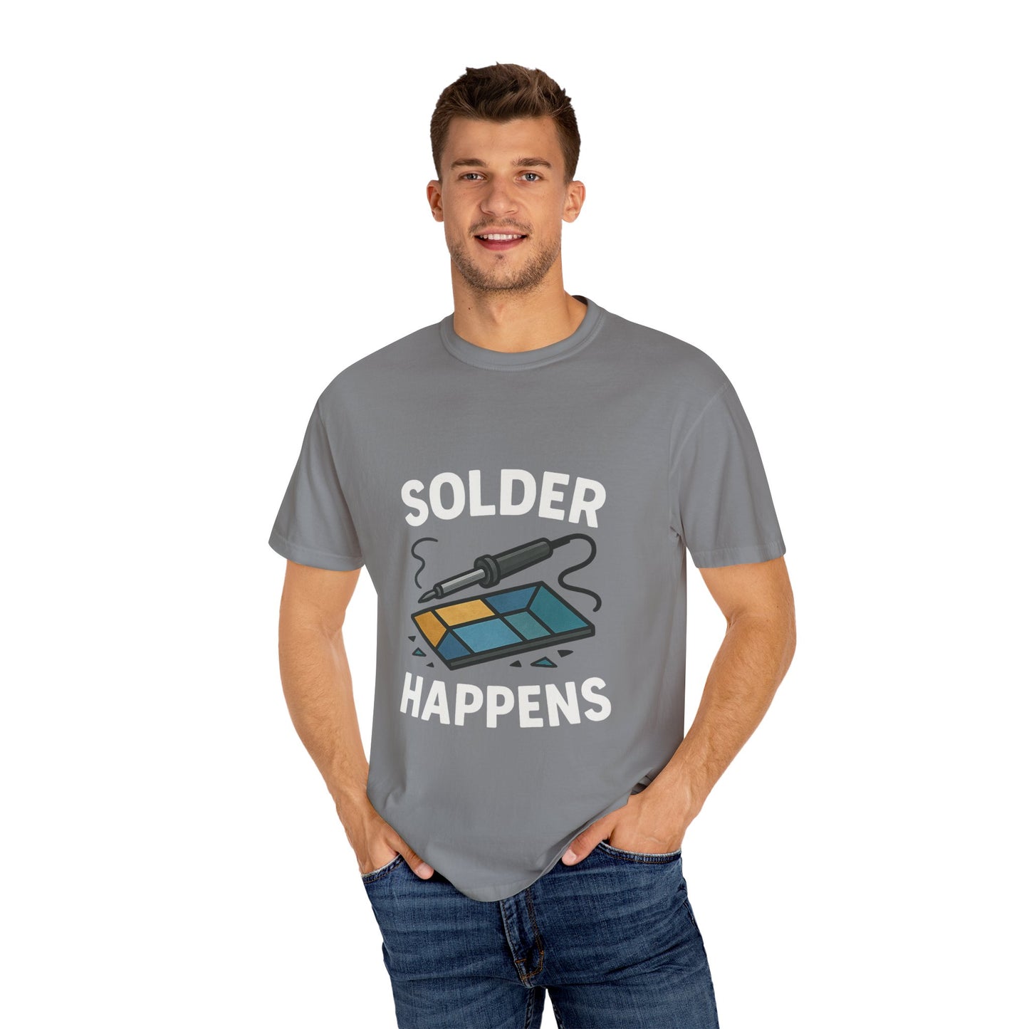 Solder Happens T-Shirt, Funny Tech Apparel, Electronics Geek Shirt, Gift for Engineers, Creative DIYer Shirt, Casual Unisex Tee