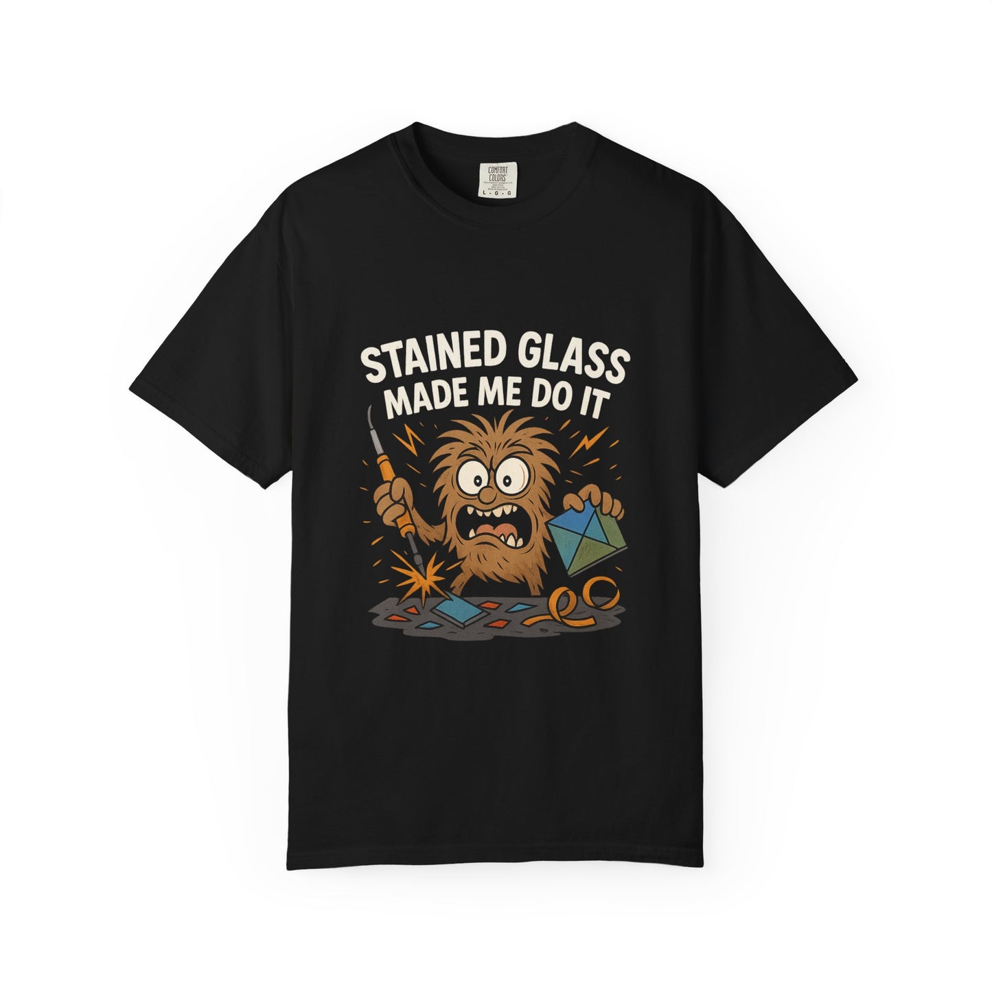 Funny Crafting T-Shirt | Stained Glass Made Me Do It | Gift for Crafters | Unisex Tee | Artsy Apparel | Humor Shirt