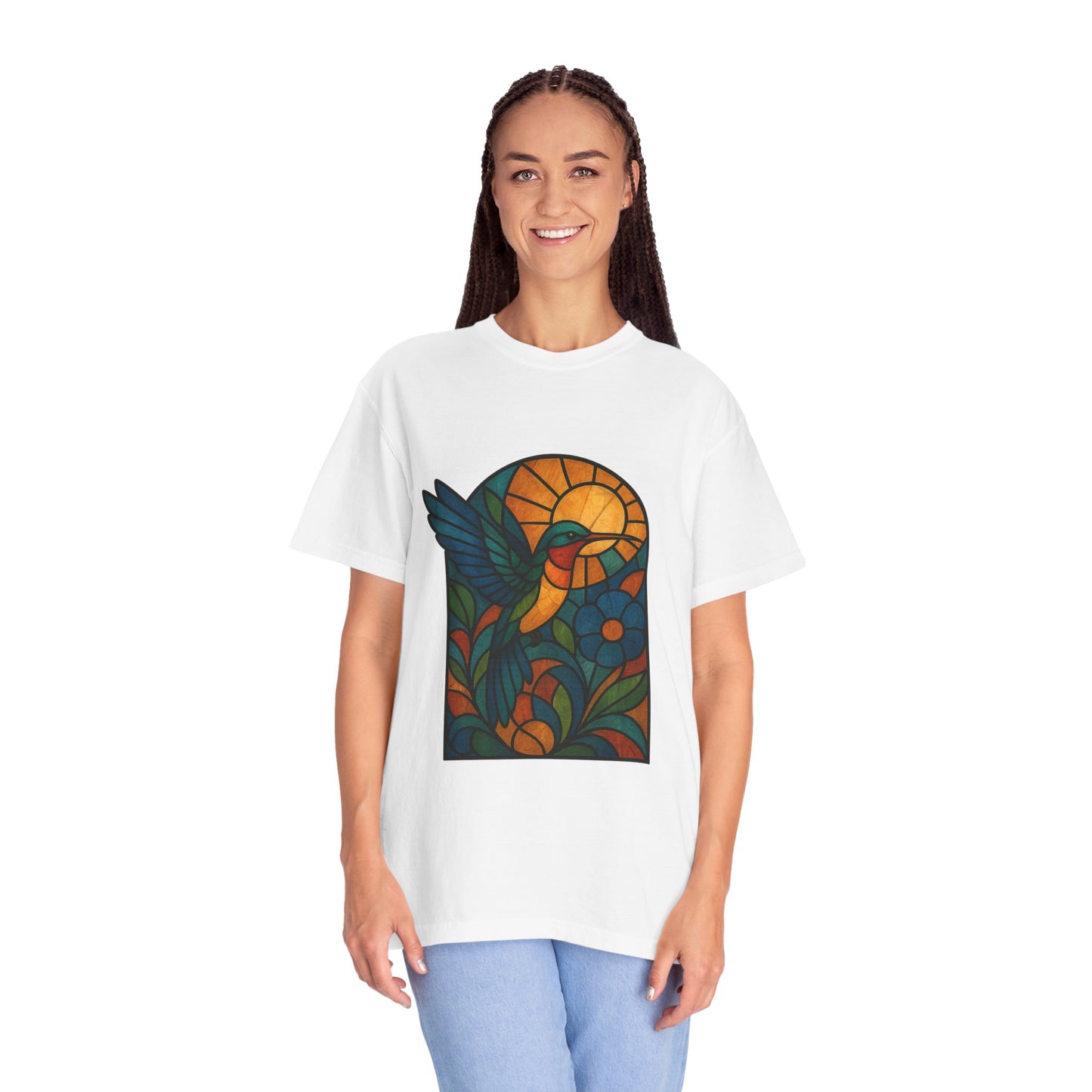 Vibrant Stained Glass T-Shirt, Unisex Tee, Colorful Graphic Shirt, Casual Wear, Gift for Nature Lovers, Eco-Friendly Fashion