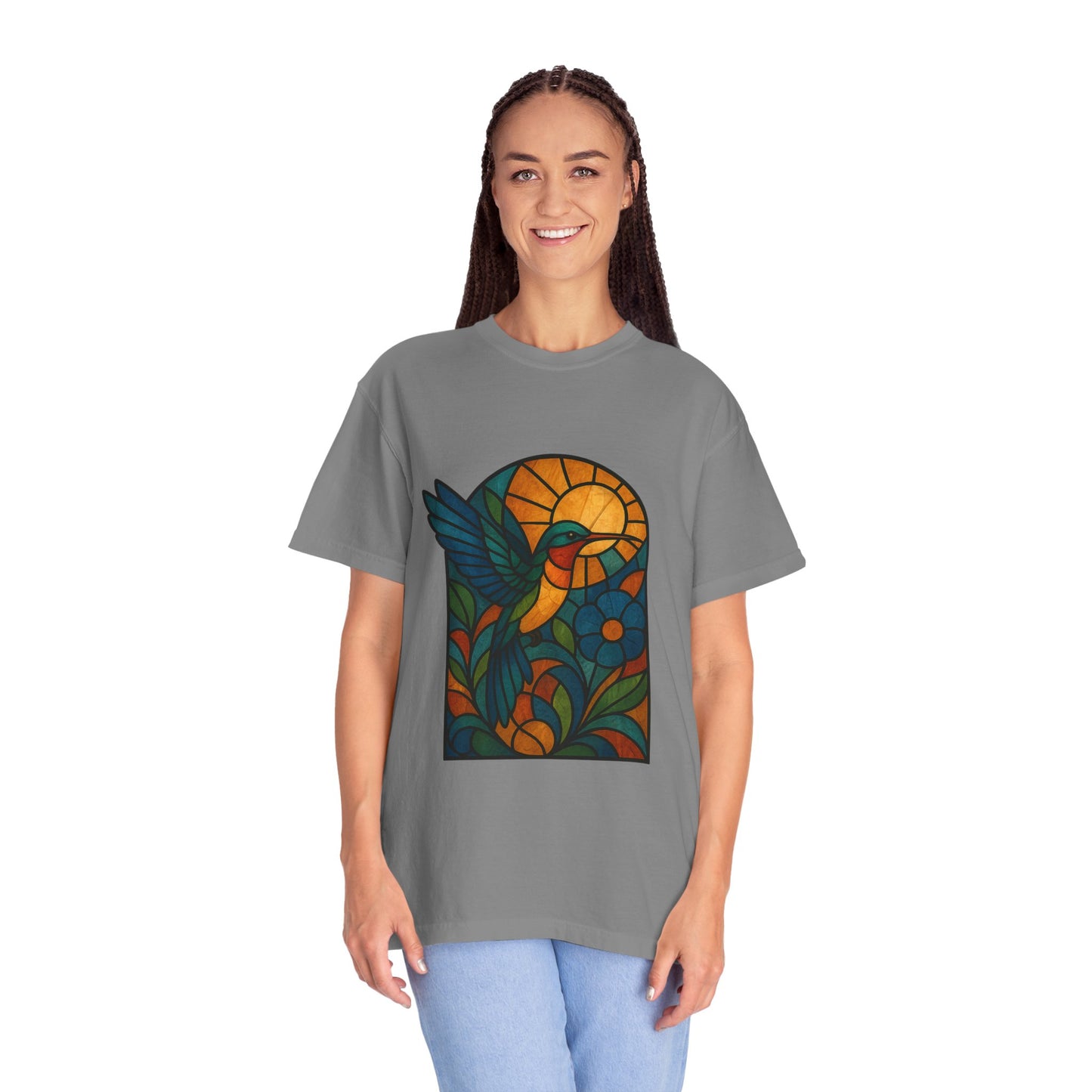 Vibrant Stained Glass T-Shirt, Unisex Tee, Colorful Graphic Shirt, Casual Wear, Gift for Nature Lovers, Eco-Friendly Fashion