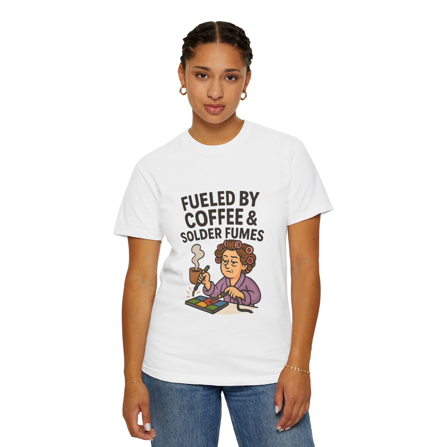 Fueled by Coffee Graphic Tee, Unisex T-Shirt, Gift for Tech Enthusiasts, Geeky Apparel, Quirky Design, Coffee Lovers Shirt