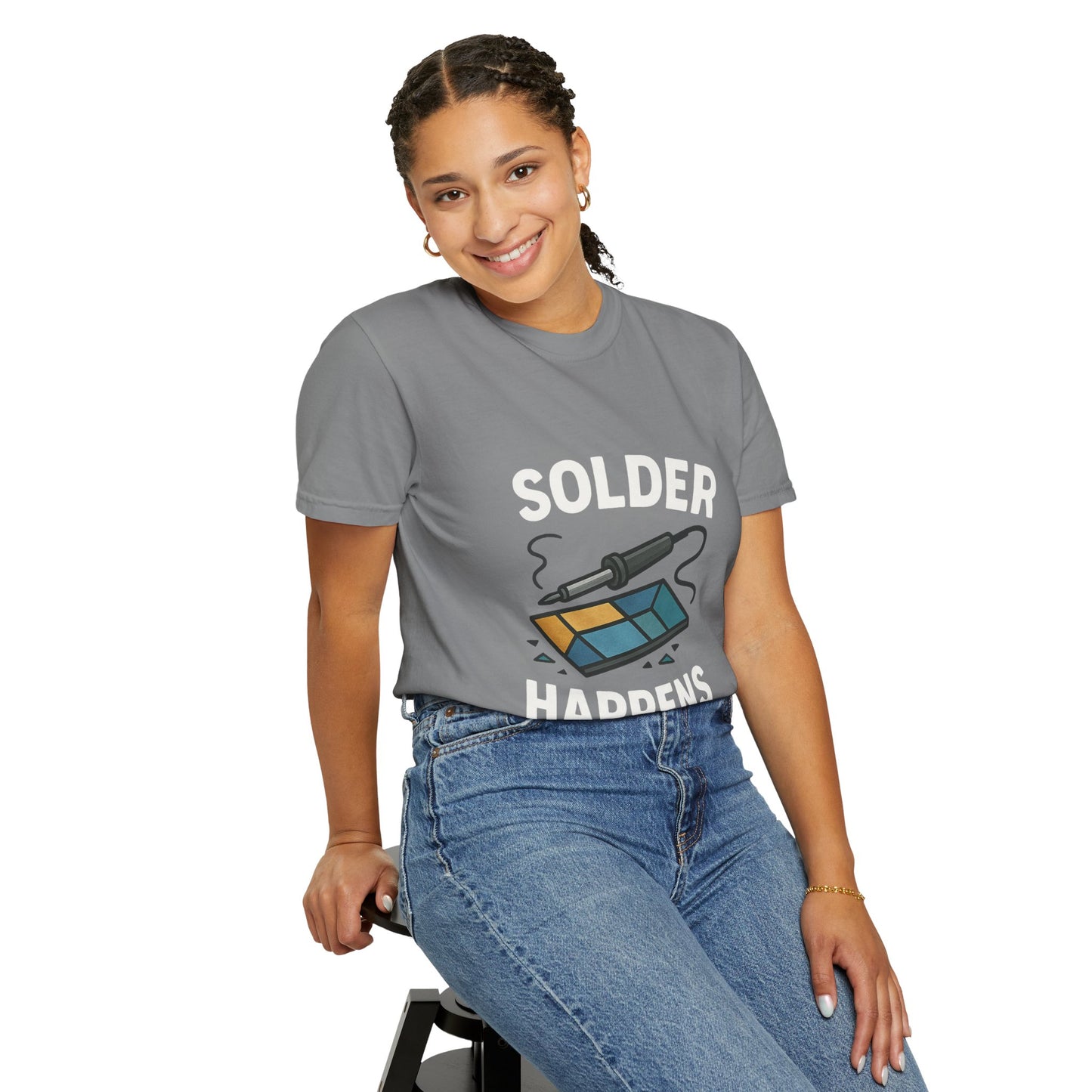 Solder Happens T-Shirt, Funny Tech Apparel, Electronics Geek Shirt, Gift for Engineers, Creative DIYer Shirt, Casual Unisex Tee