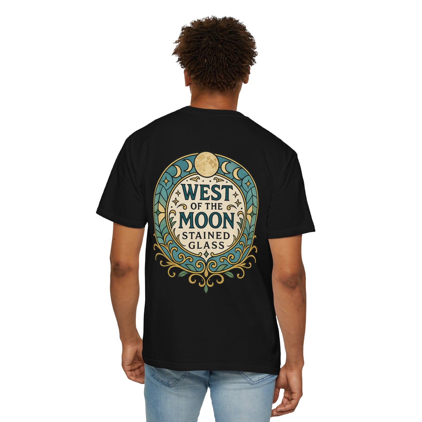 West of the Moon Stained Glass T-Shirt, Unisex Graphic Tee, Bohemian Style Shirt, Casual Wear, Unique Gift for Art Lovers