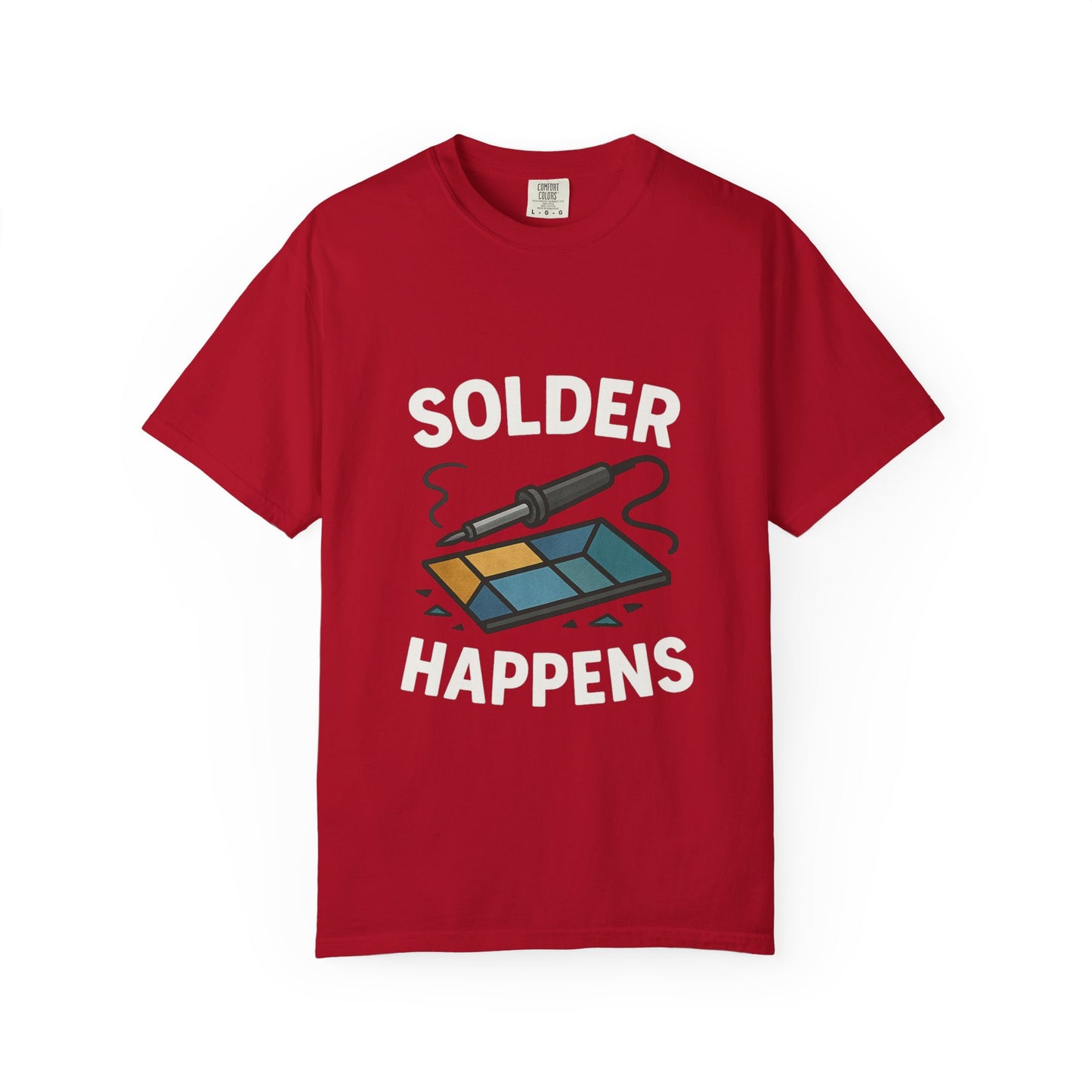 Solder Happens T-Shirt, Funny Tech Apparel, Electronics Geek Shirt, Gift for Engineers, Creative DIYer Shirt, Casual Unisex Tee