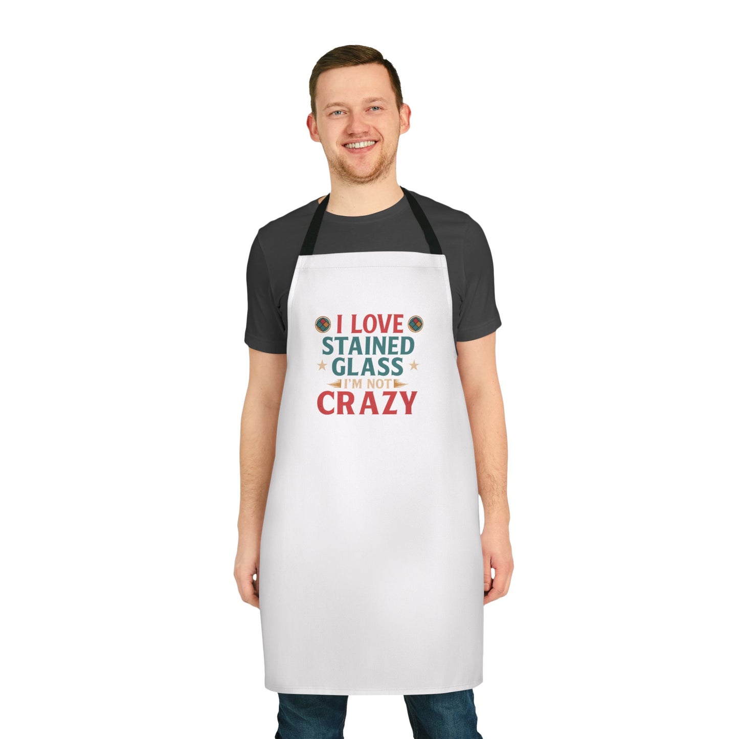 Stained Glass Lover's Apron | I Love Stained Glass, Gift for Crafters, Cooking Lovers, Funny Kitchen Apron, Artisanal Cooking