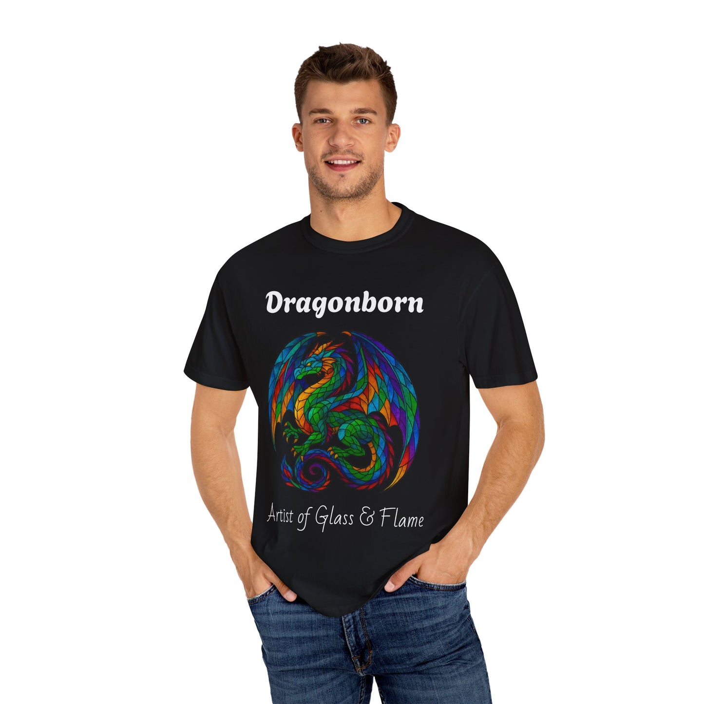 Dragonborn Unisex T-Shirt, Fantasy Shirt, Gift for Gamers, Art Lover's Tee, DnD Apparel, Colorful Graphic Tee