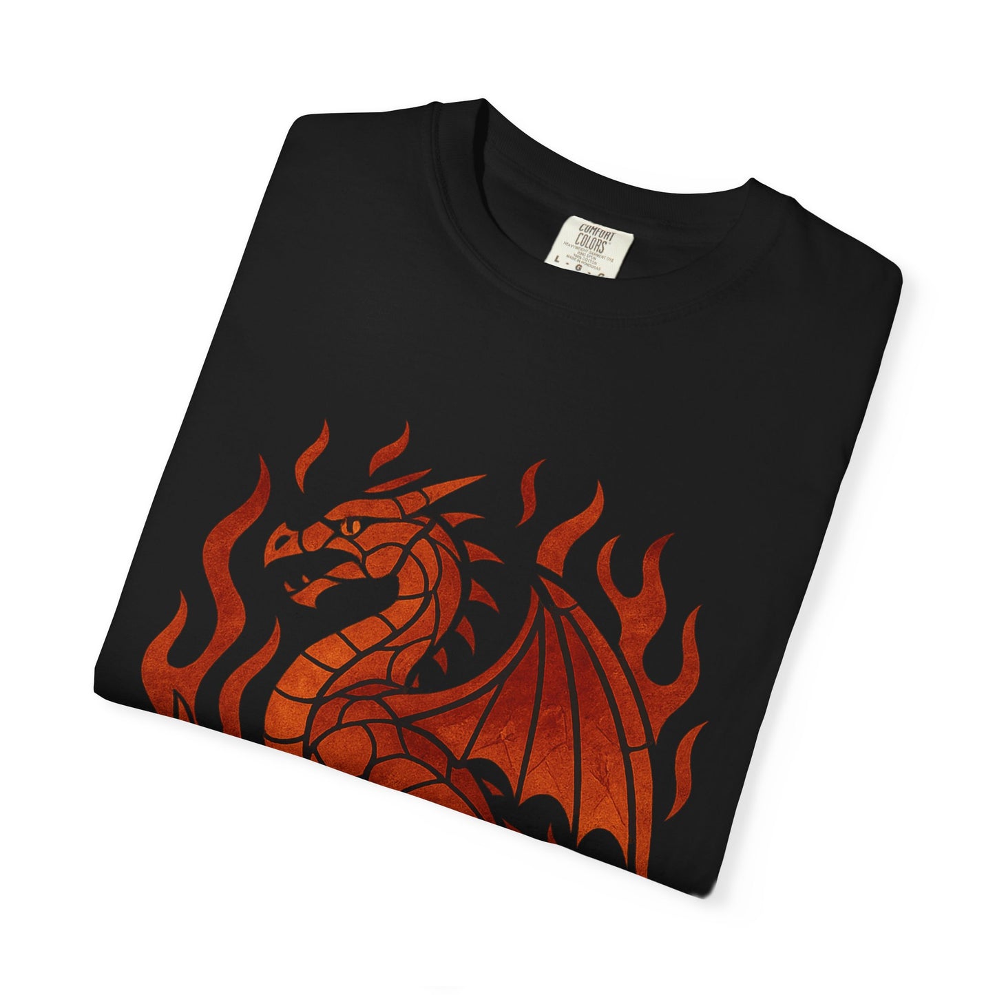 Fire & Flame Dragon T-shirt, Unisex Garment-Dyed Tee, Fantasy Apparel, Perfect for Gifts, Cosplay, and Festivals