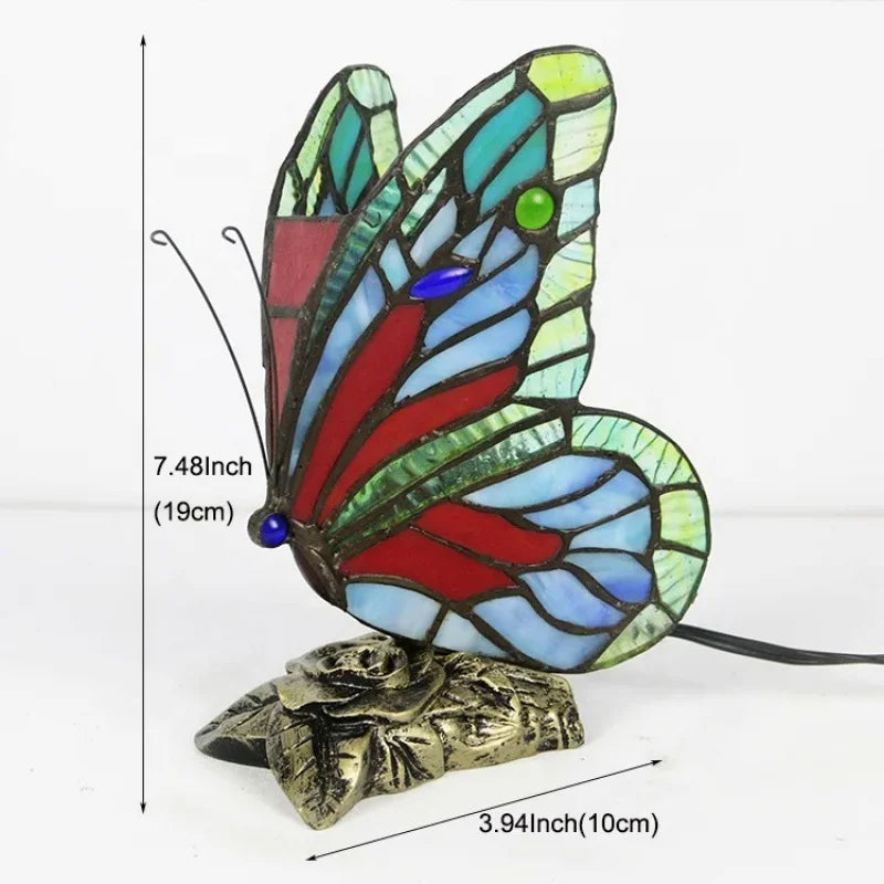 Stained Glass Tiffany Butterfly Lamps With US Plug In E27 Bedside LED Creative luminous ornaments
