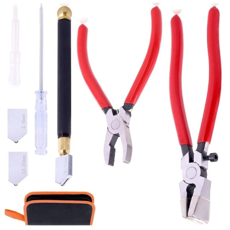 Glass Cutting Tool Set Glass Nipper Glass Running Plier for Stained Glass .Y1QB