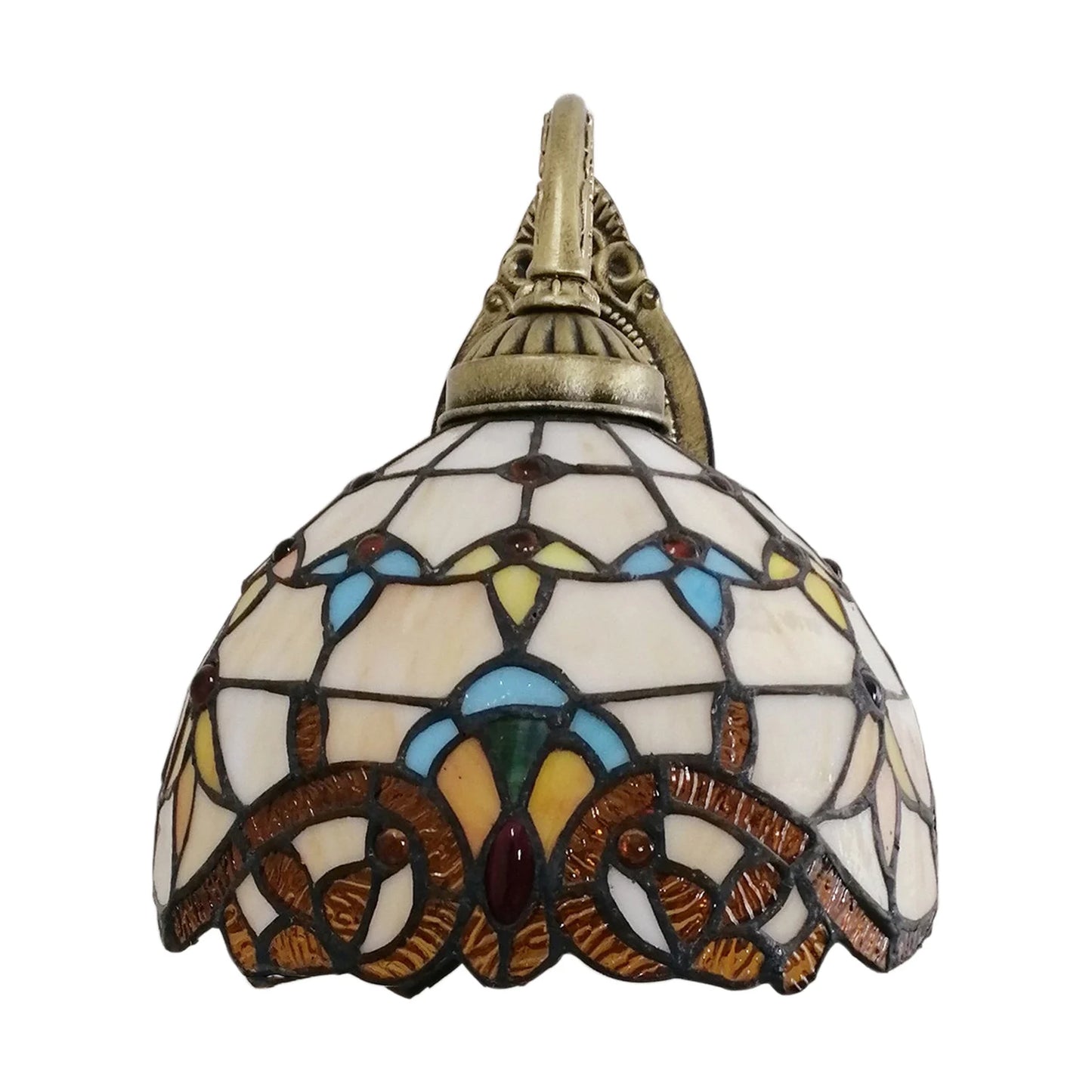 Tiffany Style Beige Dome Glass Wall Lamp, Victorian Style, For Bedroom, Living Room, Dining Room, Balcony, Loft