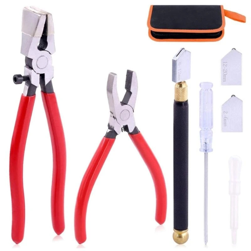 Glass Cutting Tool Set Glass Nipper Glass Running Plier for Stained Glass .Y1QB
