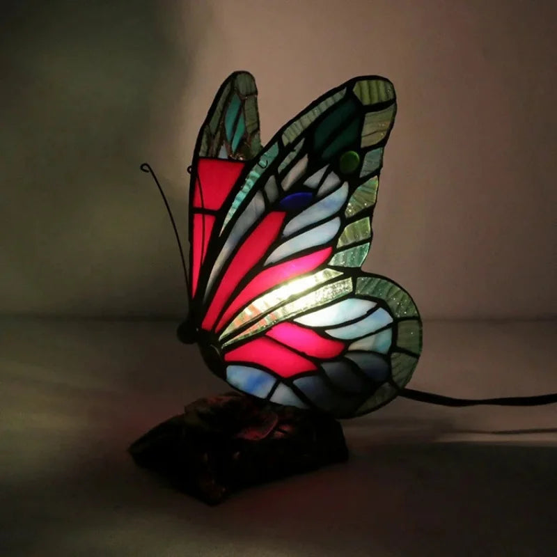 Stained Glass Tiffany Butterfly Lamps With US Plug In E27 Bedside LED Creative luminous ornaments