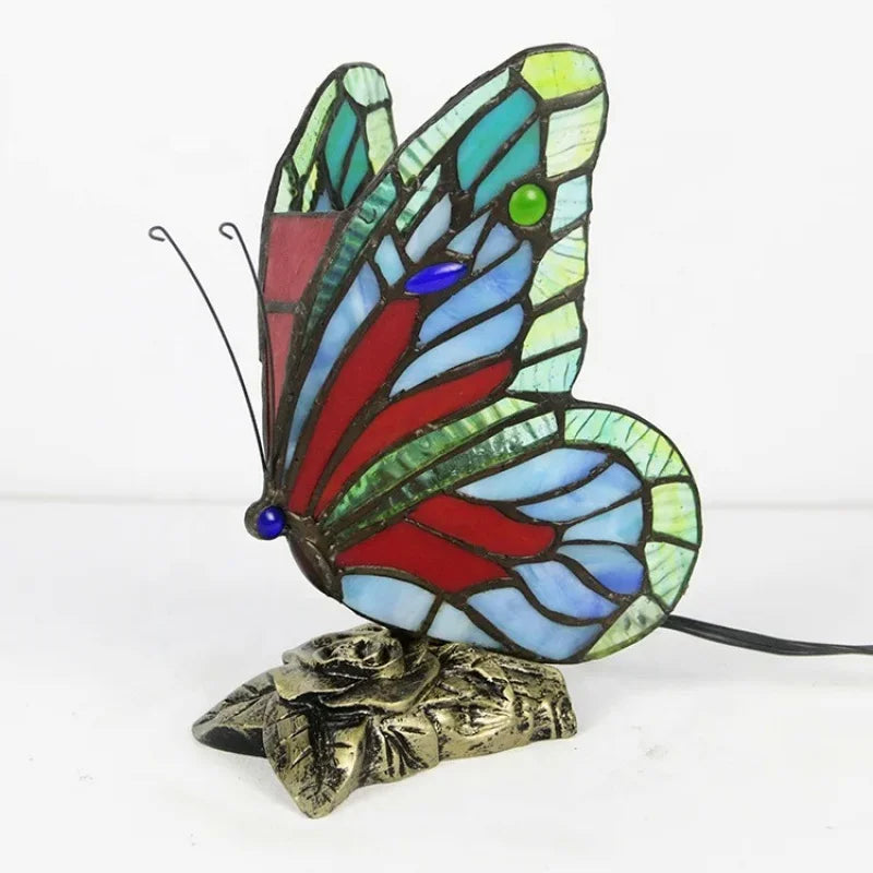 Stained Glass Tiffany Butterfly Lamps With US Plug In E27 Bedside LED Creative luminous ornaments