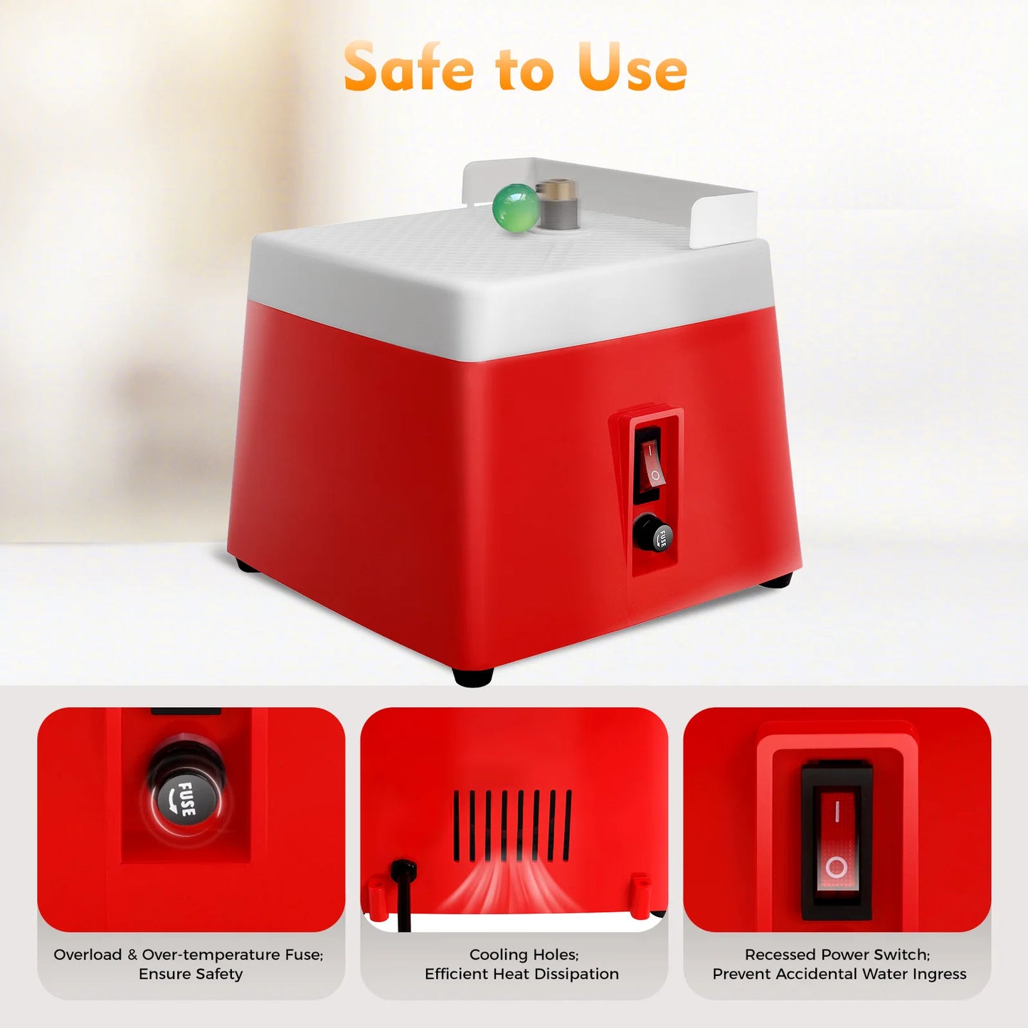 Tabletop Stained Glass Ceramic Grinding Machine Red Electric Mini Grinder for DIY Handcraft Polishing