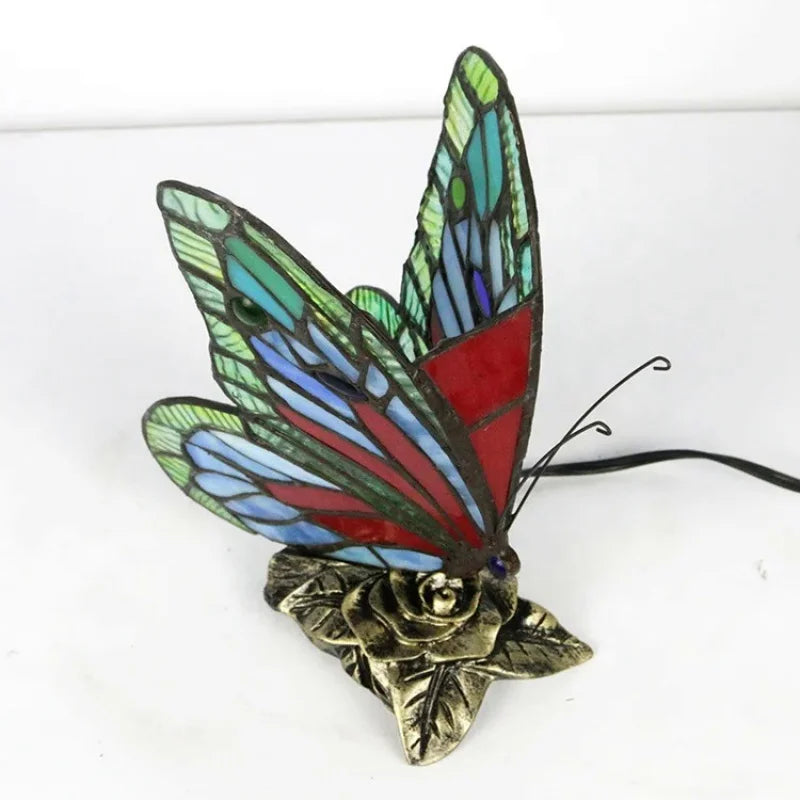 Stained Glass Tiffany Butterfly Lamps With US Plug In E27 Bedside LED Creative luminous ornaments