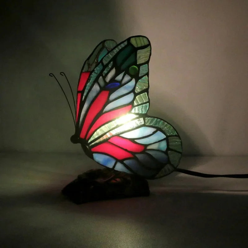 Stained Glass Tiffany Butterfly Lamps With US Plug In E27 Bedside LED Creative luminous ornaments