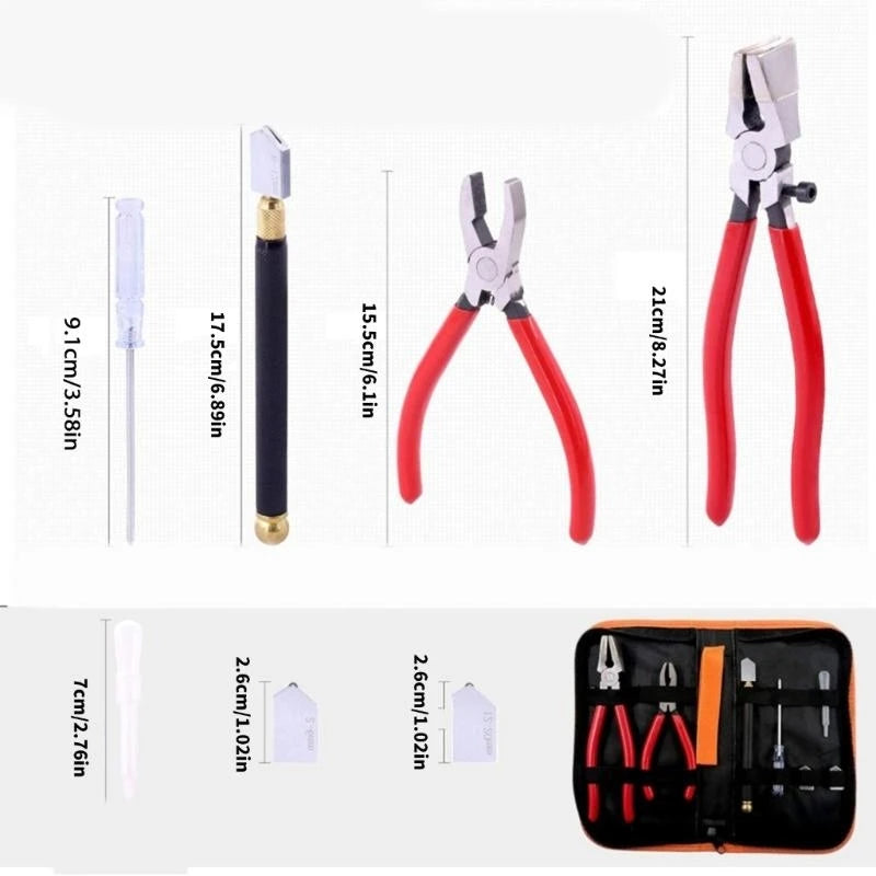 Glass Cutting Tool Set Glass Nipper Glass Running Plier for Stained Glass .Y1QB