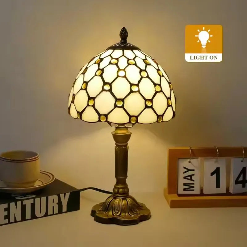 Luxury Room Decoration Tiffany Table Lamp Home Decor Desk Lamp Stained Glass Lampshade Bedside Night Light