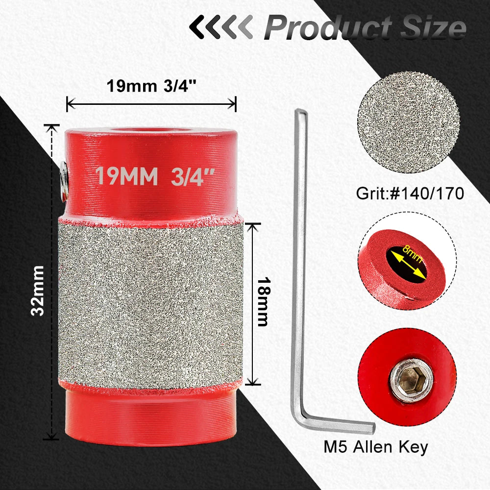 FOCSTOL Stained Glass Grinder Bit Head Tools 1 3/4 1/4 1/8 Inch Diamond Grinder Bits Head Tools Set Glass Drill Bits