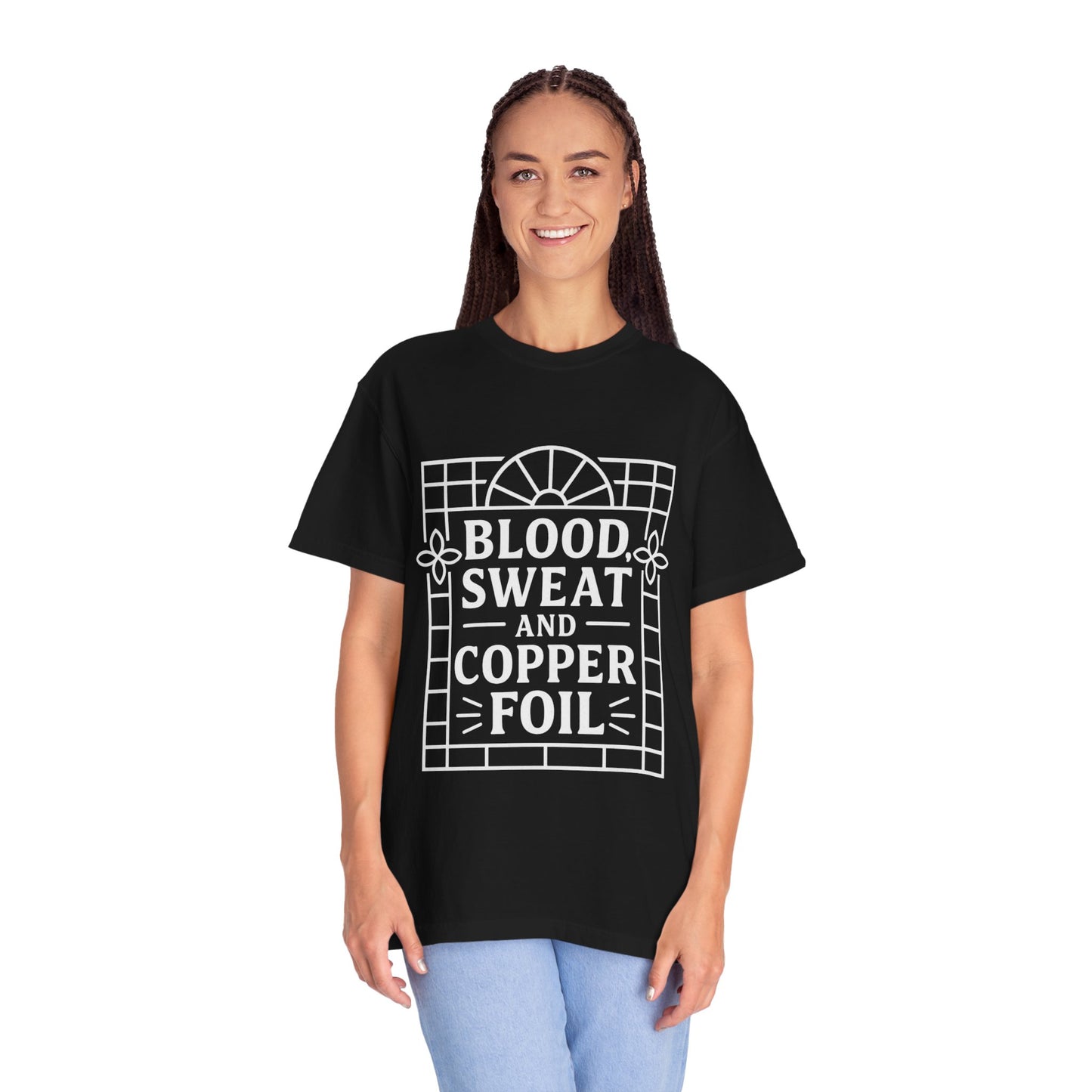 Unisex Graphic T-shirt - Blood, Sweat, and Copper Foil - Gift for Crafters, Creative Expression, Art Lovers, DIY Enthusiasts, [...]