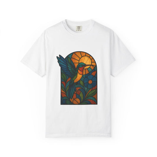 Vibrant Stained Glass T-Shirt, Unisex Tee, Colorful Graphic Shirt, Casual Wear, Gift for Nature Lovers, Eco-Friendly Fashion