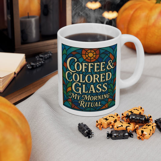 Stained Glass Inspired Ceramic Mug, Coffee Lover Gift, Home Decor, Unique Drinkware, Colorful Kitchen Accessory