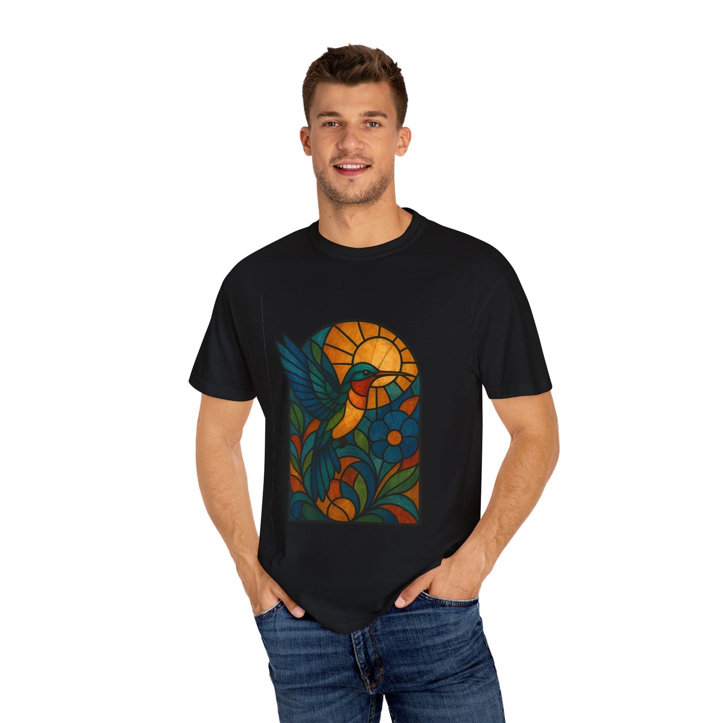 Vibrant Stained Glass T-Shirt, Unisex Tee, Colorful Graphic Shirt, Casual Wear, Gift for Nature Lovers, Eco-Friendly Fashion