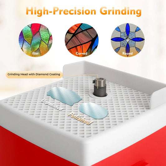 Tabletop Stained Glass Ceramic Grinding Machine Red Electric Mini Grinder for DIY Handcraft Polishing