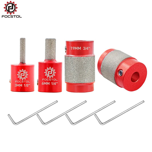FOCSTOL Stained Glass Grinder Bit Head Tools 1 3/4 1/4 1/8 Inch Diamond Grinder Bits Head Tools Set Glass Drill Bits
